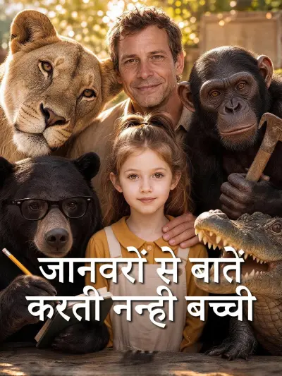 जानवरों से बातें करती नन्ही बच्ची poster