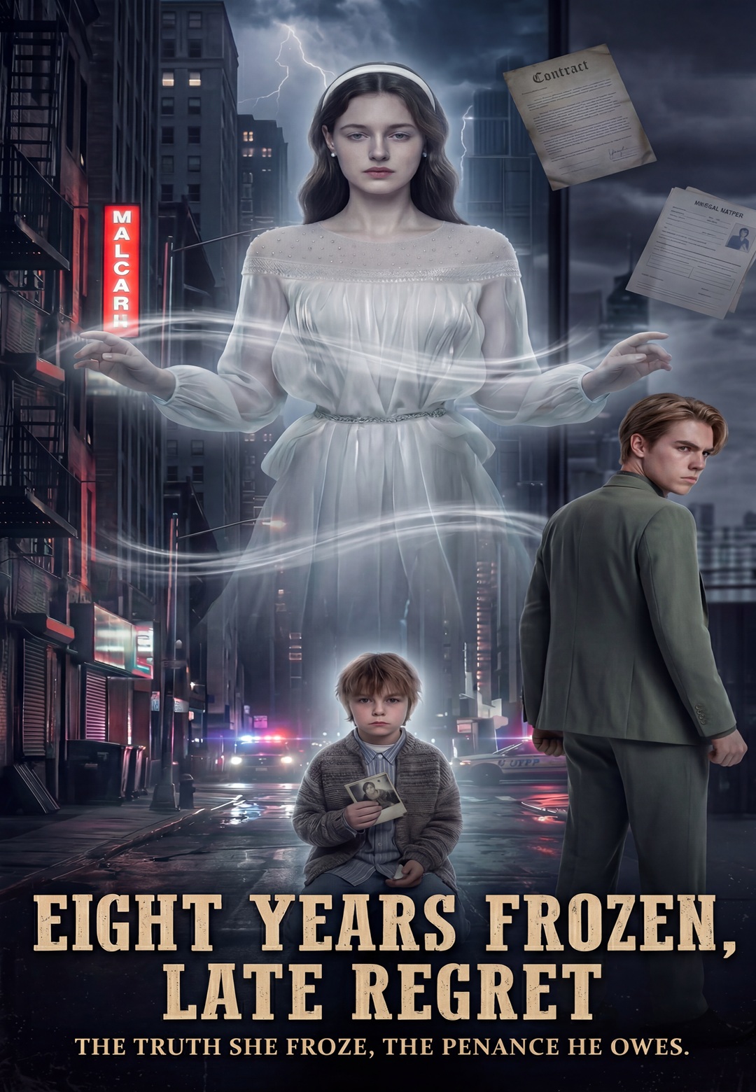 EIGHT YEARS FROZEN LATE REGRET THE TRUTH SHE FROZE, THE PENANCE HE OWES.