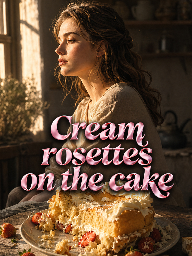 Cream rosettes on the cake