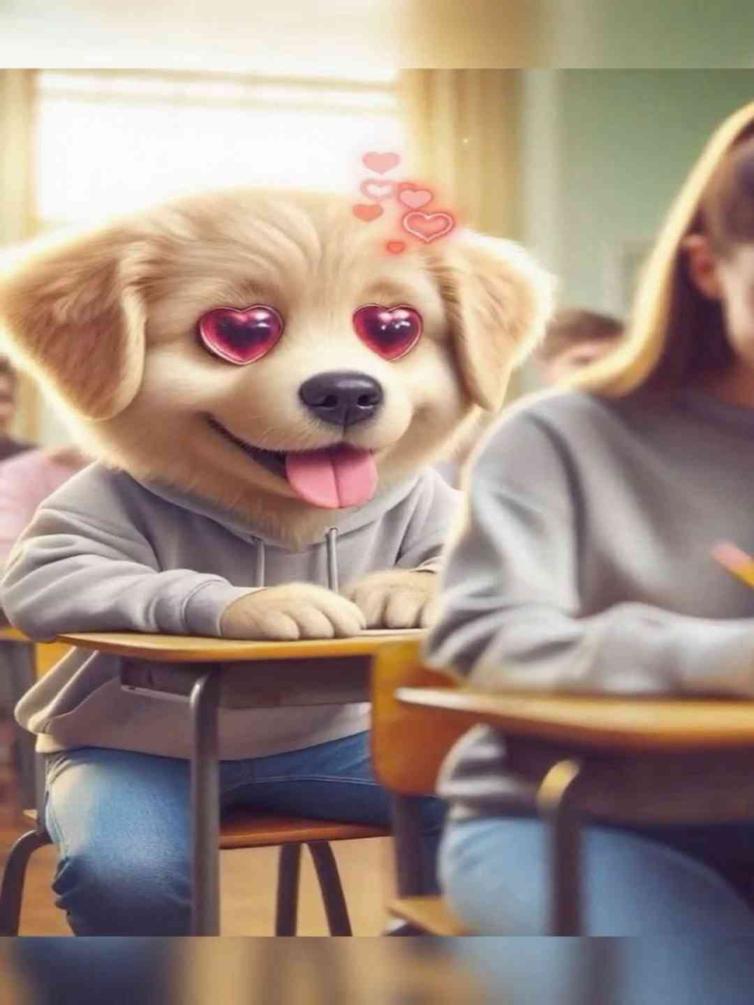 The puppy falls in love 😍 but ...😨