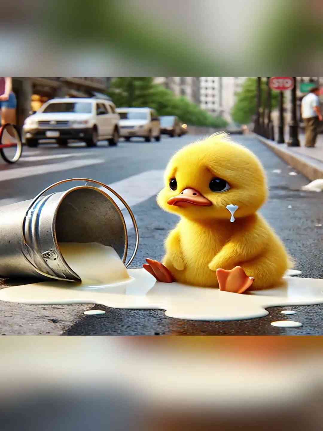 Cute duck accidentally spilled milk丨CAT丨CUTECAT丨AI丨AICAT