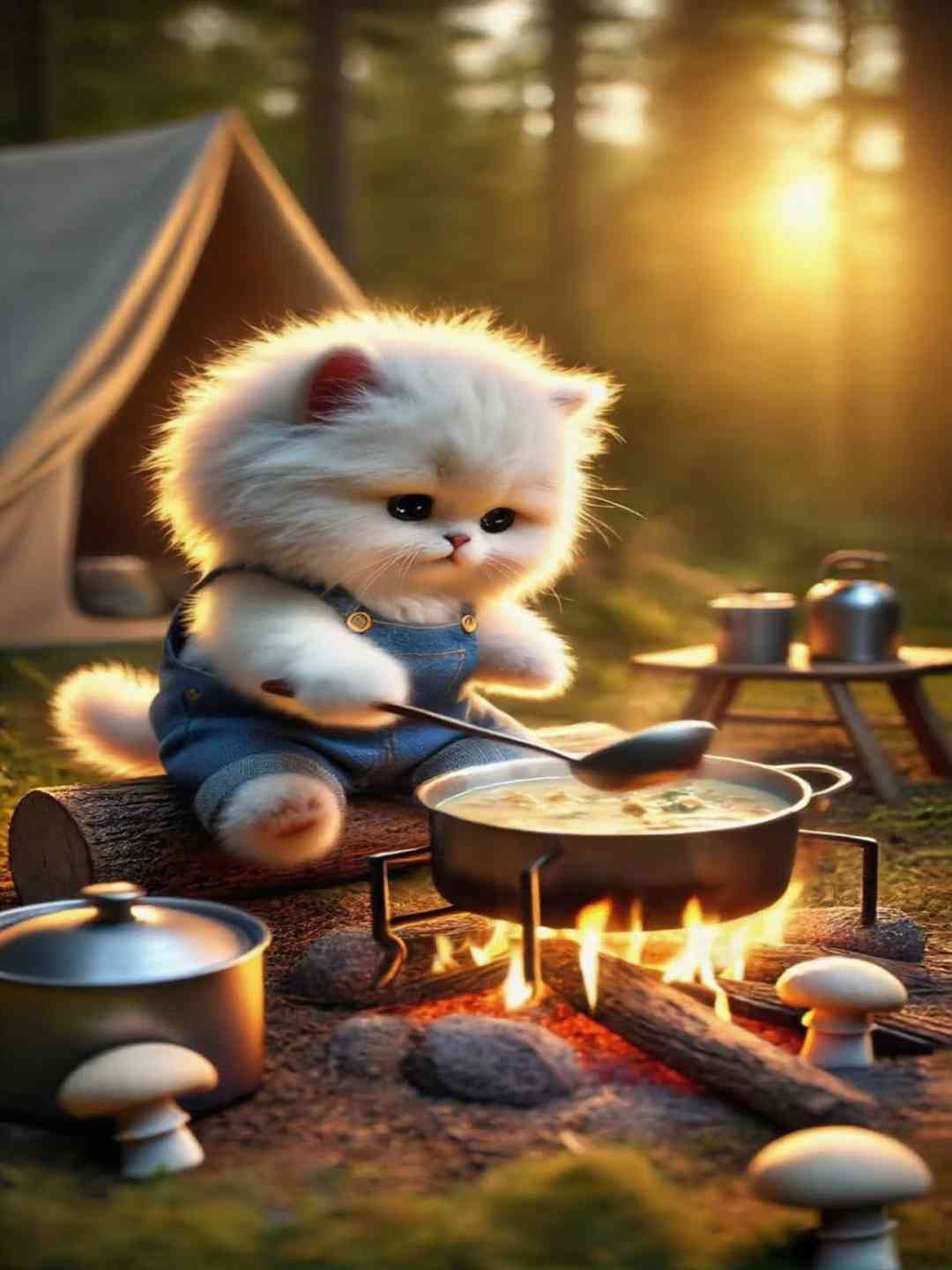 A day of outdoor camping for cat🐱🔥