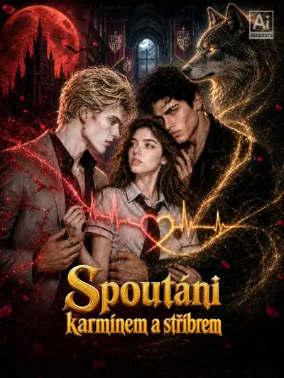 Spoutáni karmínem a stříbrem poster