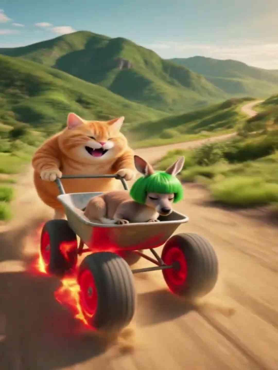 Camel hit orange cat by car and ran away