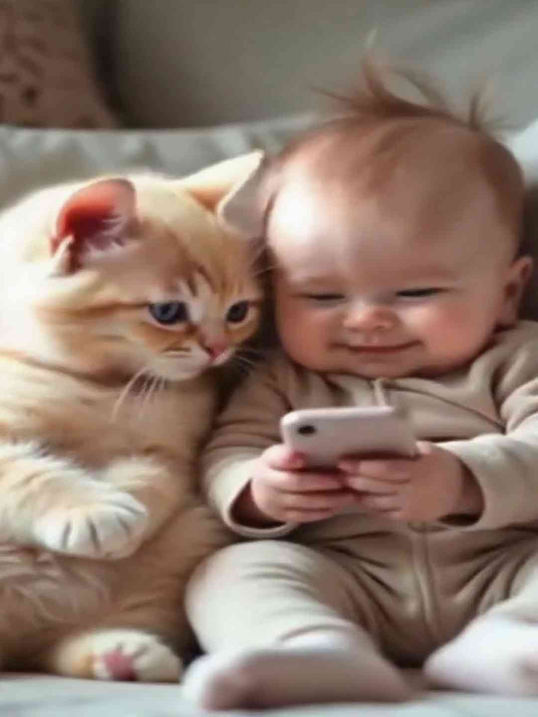Baby Farts & Both Baby and Cat Laugh – Funniest Moment!