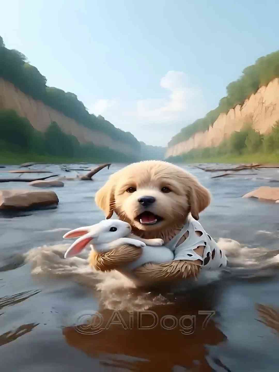 Cute Puppy saves Adorable Baby Rabbit 🐰🐶