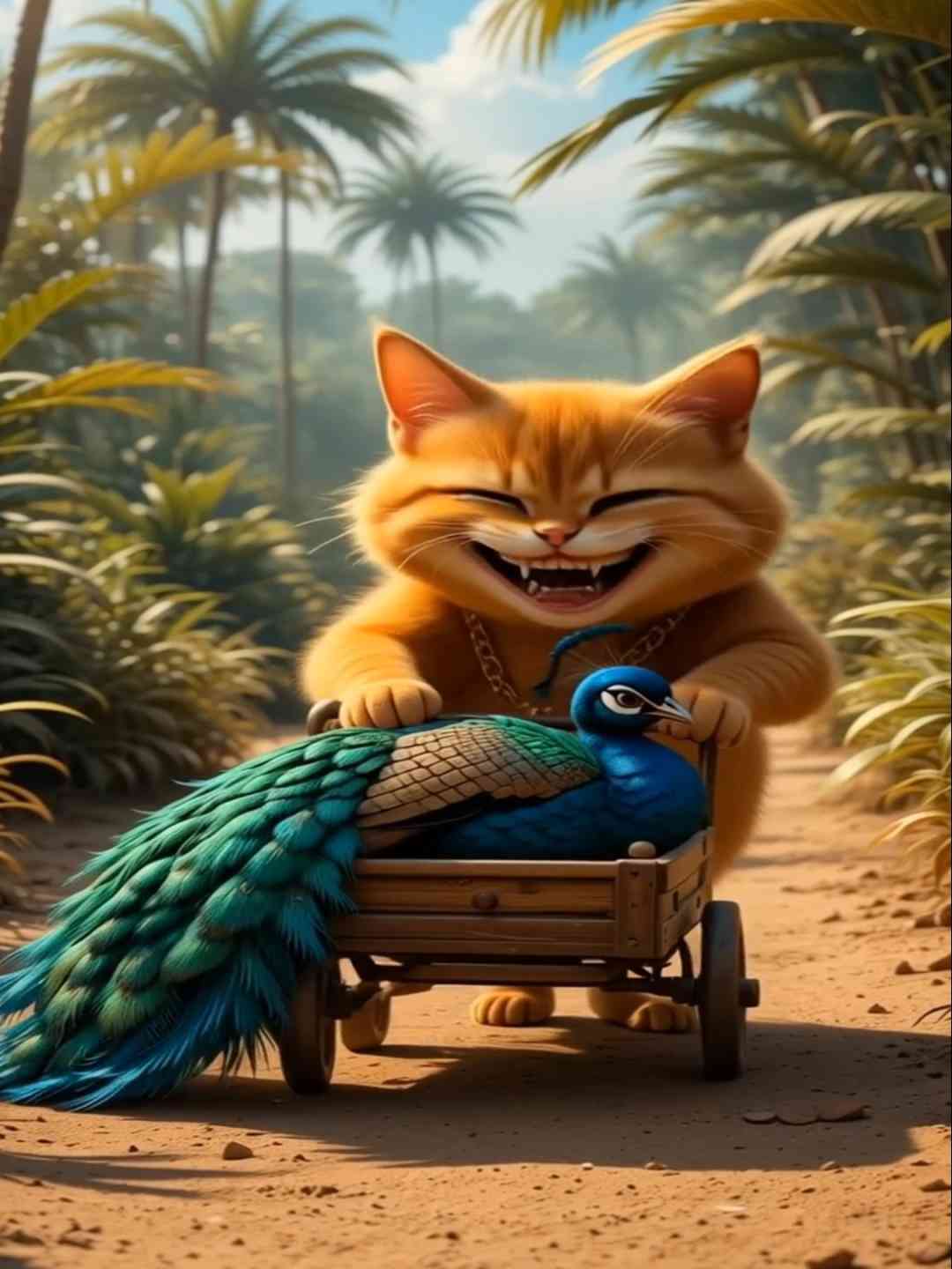 Ai cat 😺 hunting peacock 🦚