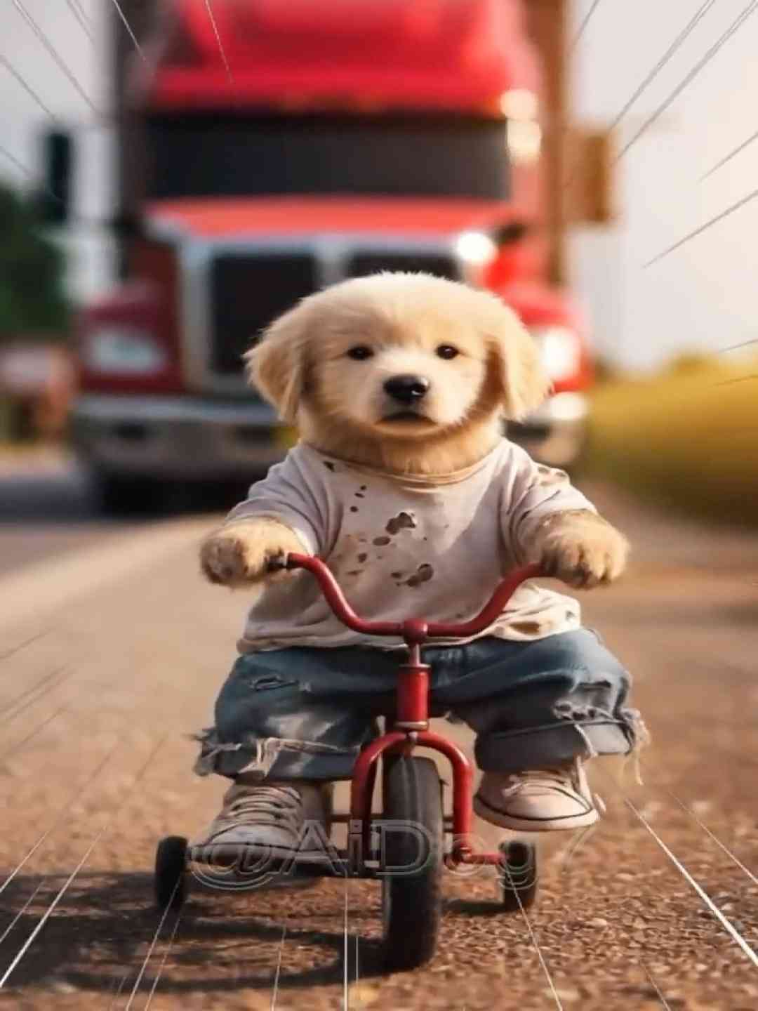 Cute puppy sinks in the middle of a flood of a strong storm 😢